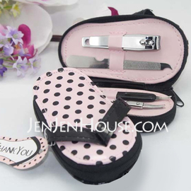 4 Piece Pedicure Kit With Pink Polka Dot Flip Flop Case Favor (051009899)