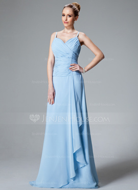 A-Line/Princess V-neck Floor-Length Chiffon Bridesmaid Dress With Ruffle Beading (007001116)