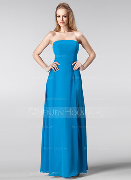 Vestidos princesa/ Formato A Sem alça Vestidos longo Chifon Vestido de madrinha (007005184)