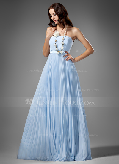 Empire Strapless Floor-Length Chiffon Charmeuse Bridesmaid Dress With Sash (007000961)