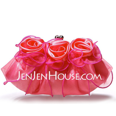 Watermelon Gorgeous Satin/ Tulle Shell Evening Handbags/ Clutches More Colors Available(012005451)