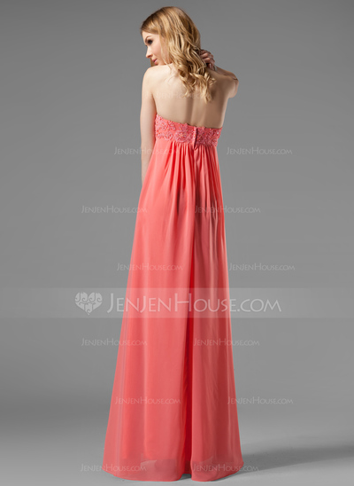 Empire Strapless Floor-Length Chiffon Holiday Dress With Ruffle Lace Beading (020003264)