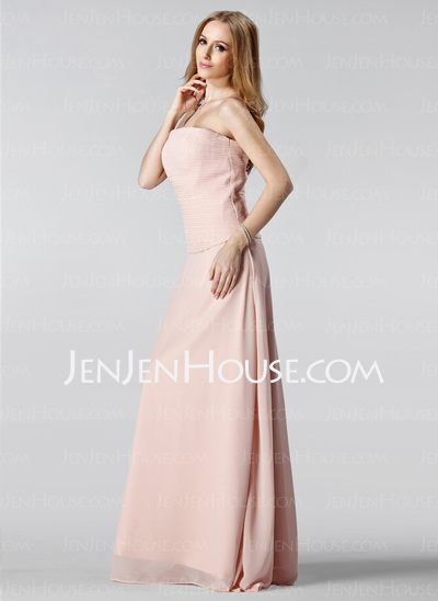 Sheath Strapless Floor-Length Chiffon Mother of the Bride Dress With Ruffle (008002224)