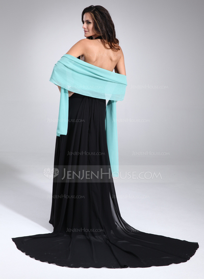 A-Line/Princess Halter Watteau Train Chiffon Charmeuse Mother of the Bride Dress With Ruffle (028005027)