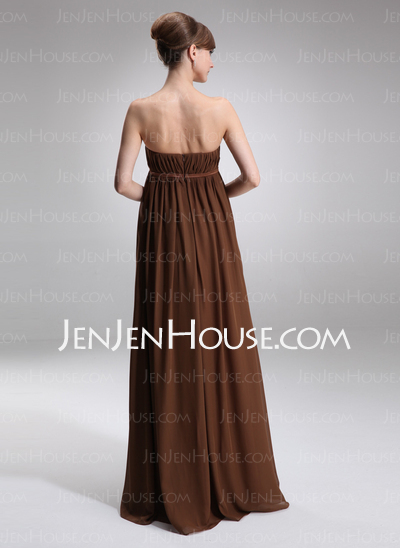 Empire Strapless Floor-Length Chiffon Charmeuse Maternity Bridesmaid Dress With Ruffle (045004381)