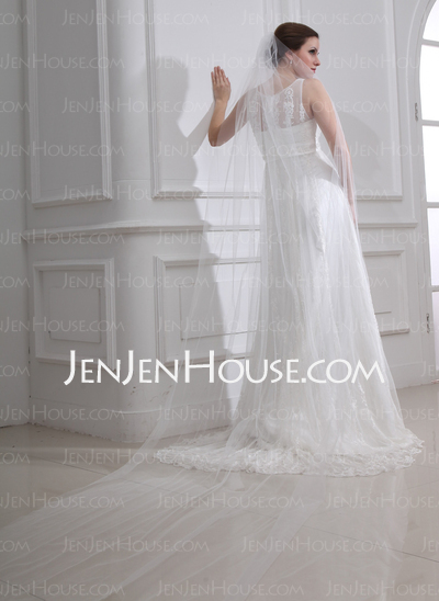 Vestidos princesa/ Formato A Decote redondo Cauda vassoura cetim Tule Vestido de noiva com Renda Bordado (002004543)