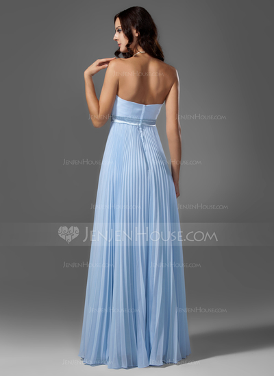 Empire Strapless Floor-Length Chiffon Charmeuse Bridesmaid Dress With Sash (007000961)