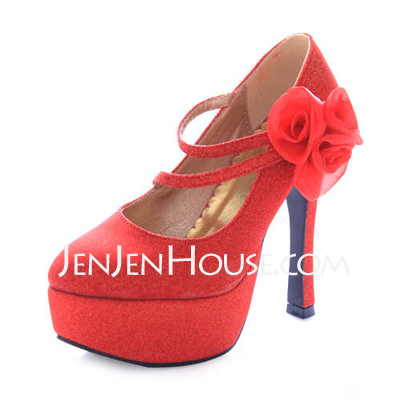 Cloth Stiletto Heel Closed Toe Pumps Bruidsschoenen met Satin Flower (047011907)