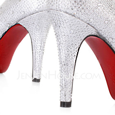 Sparkling Glitter Stiletto Heel Closed Toe Pumps Bruidsschoenen met Rhinestone (047011913)