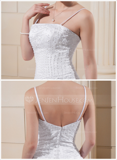 A-Line/Princess Court Train Satin Wedding Dress With Embroidery Beadwork (002006372)