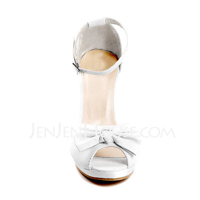 Leatherette Stiletto Heel Plateau Pumps Sandals Bruidsschoenen met Bowknot Buckle (047011911)