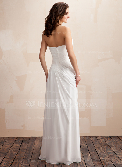 A-Line/Princess Sweetheart Floor-Length Chiffon Wedding Dress With Ruffle (002012917)
