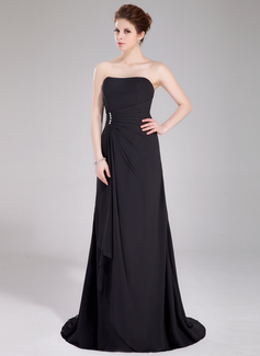A-Line/Princess Sweetheart Sweep Train Chiffon Bridesmaid Dress With Ruffle Beading (007004180)