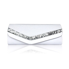 (White)Gorgeous Satin/ Silk Shell With Beading Evening Handbags/ Clutches (012013551)
