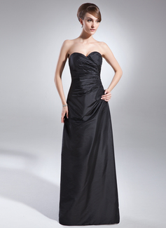 Sheath Sweetheart Floor-Length Taffeta Bridesmaid Dress With Ruffle Beading (007001051)