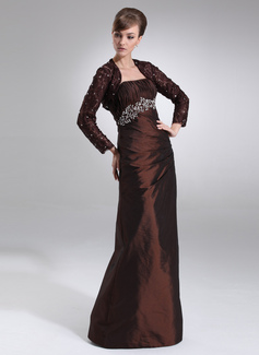 Sheath Strapless Floor-Length Taffeta Mother of the Bride Dress With Ruffle Beading (008021716)