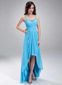 A-Line/Princess Sweetheart Asymmetrical Chiffon Homecoming Dress With Ruffle Beading (022010410)