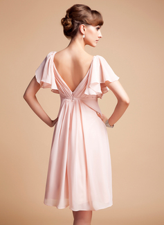 Empire Sweetheart Knee-Length Chiffon Bridesmaid Dress With Ruffle (007004126)