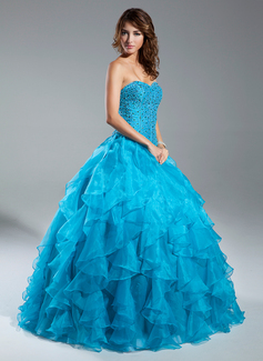 De baile Coração Vestidos longo Organza Vestidos quinceanera com Bordado (021015343)