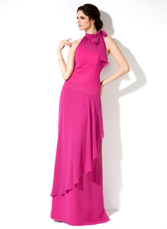 Tubo Frente única Vestidos longo Chiffon Vestido de madrinha com Pregueado (007001468)