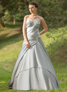 Palloncino A cuore Sweep treno raso Abito per matrimonio con Increspature Pizzo (002024697)