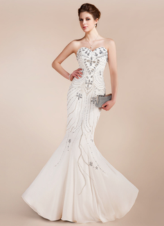 Mermaid Sweetheart Floor-Length Chiffon Prom Dress With Beading (018018910)