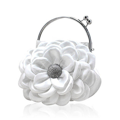 (White)Satin With Shining Rhinestones Evening Handbags/ Clutches/ Top Handle Bags (012013558)