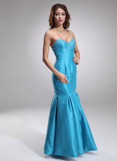 Sereia Coração Vestidos longo Tafetá Vestido de madrinha com Beading (007000815)