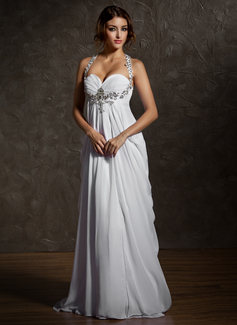 Empire Sweetheart Sweep Train Chiffon Wedding Dress With Ruffle Beadwork (002011570)