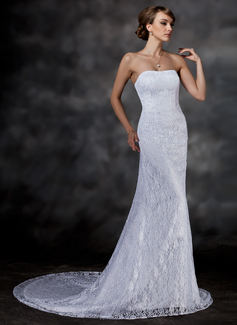Mermaid Sweetheart Chapel Train Satin Lace Wedding Dress (002000513)