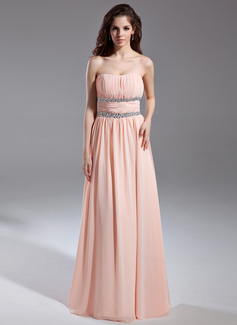 Vestidos princesa/ Formato A Sem alça Vestidos longo Tecido de seda Vestido de baile com Pregueado Bordado (018015615)