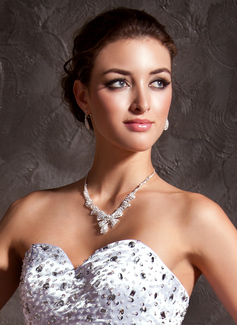 Jóias ( Silver Rhinestone Two Piece Ladies'  Wedding Jewelry Set 011005485)