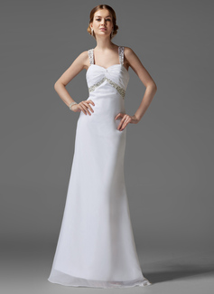 Empire Sweetheart Sweep Train Chiffon Holiday Dress With Ruffle Beading (020003243)