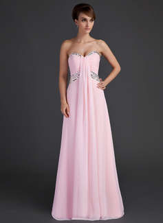 Império Coração Vestidos longo Tecido de seda Vestidos de baile com Pregueado Bordado (018015668)