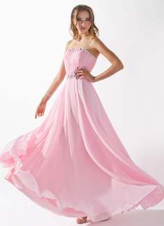 A-Line/Princess Sweetheart Floor-Length Chiffon Evening Dress With Ruffle Beading (017005597)