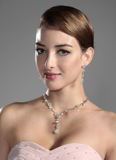 Shining Czech Rhinestones Alloy Plated Wedding Jewelry Set,Including Necklace And Earrings(011006978)