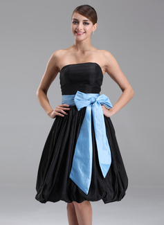 Empire Strapless Knee-Length Taffeta Bridesmaid Dress With Sash (007001125)