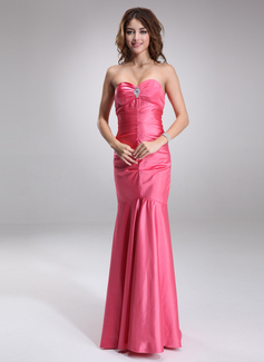 Sereia Coração Vestidos longo Charmeuse Vestido de madrinha com Pregueado Beading (007000819)