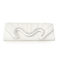 White Faux Leather Shell With Rhinestone Evening Handbags (012010428)