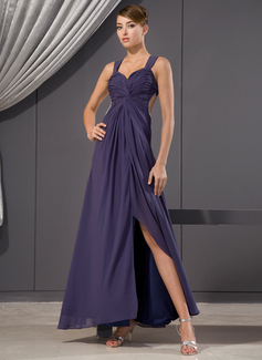 Sheath Sweetheart Ankle-Length Chiffon Evening Dress With Ruffle Beading Sequins (017014480)