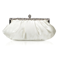 Ivory Gorgeous Satin Shell With Rhinestone Evening Handbags/ Clutches More Colors Available (012005572)
