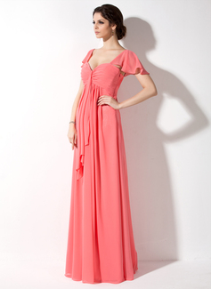 Empire Sweetheart Floor-Length Chiffon Maternity Bridesmaid Dress With Ruffle (045022461)