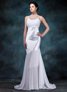 Tubino Tondo Sweep treno Chiffon Charmeuse Abiti per matrimonio con Increspature (002012670)