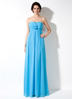 Empire Sweetheart Floor-Length Chiffon Maternity Bridesmaid Dresses With Ruffle (045022462)
