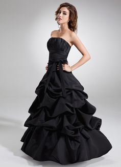 Ball-Gown Strapless Floor-Length Satin Quinceanera Dress With Ruffle (021020324)