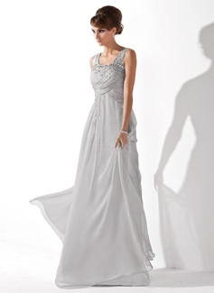 A-Line/Princess Scoop Neck Floor-Length Chiffon Prom Dress With Ruffle Beading (018005096)