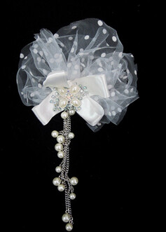 Gorgeous Tulle With Imitation Pearls Wedding Bridal Headpiece   (042025229)