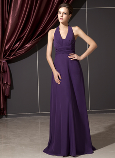 Vestidos princesa/ Formato A Frente única Vestidos longo Chifon Vestido de madrinha com Pregueado (007014243)