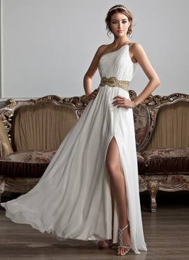 A-Line/Princess One-Shoulder Floor-Length Chiffon Prom Dress With Ruffle Beading (018020706)