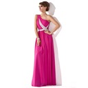 Vestidos princesa/ Formato A Um ombro Vestidos longo Tecido de seda Vestidos de festa com Pregueado Bordado Lantejoulas (017005592)